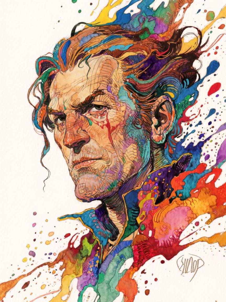 Vivid Portrait Concept Art in Acrylic and Watercolor