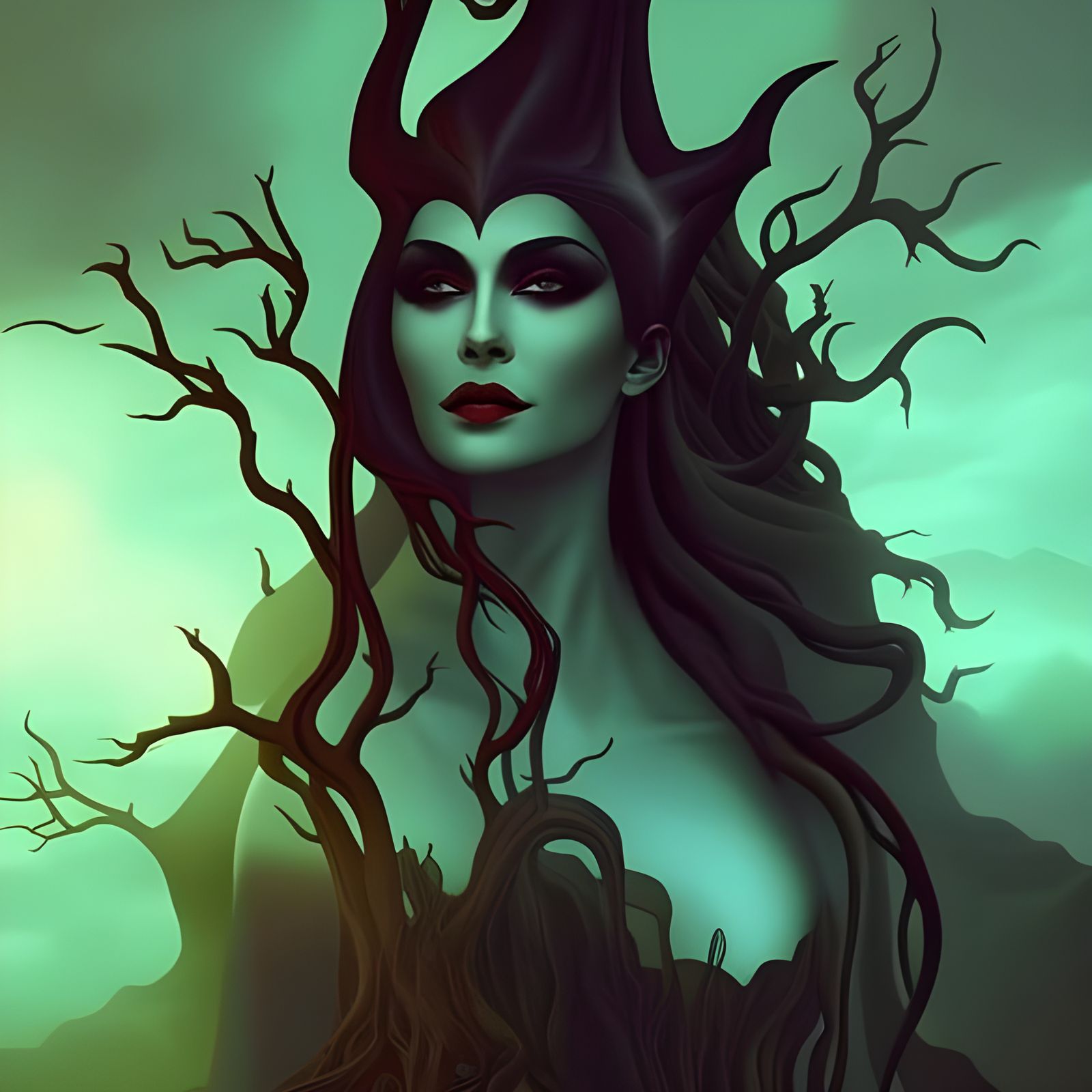 Vampire Queen in a Dark Fantasy Landscape