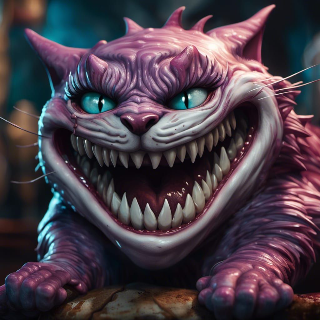 Menacing Cheshire Cat in 3D Liquid Render