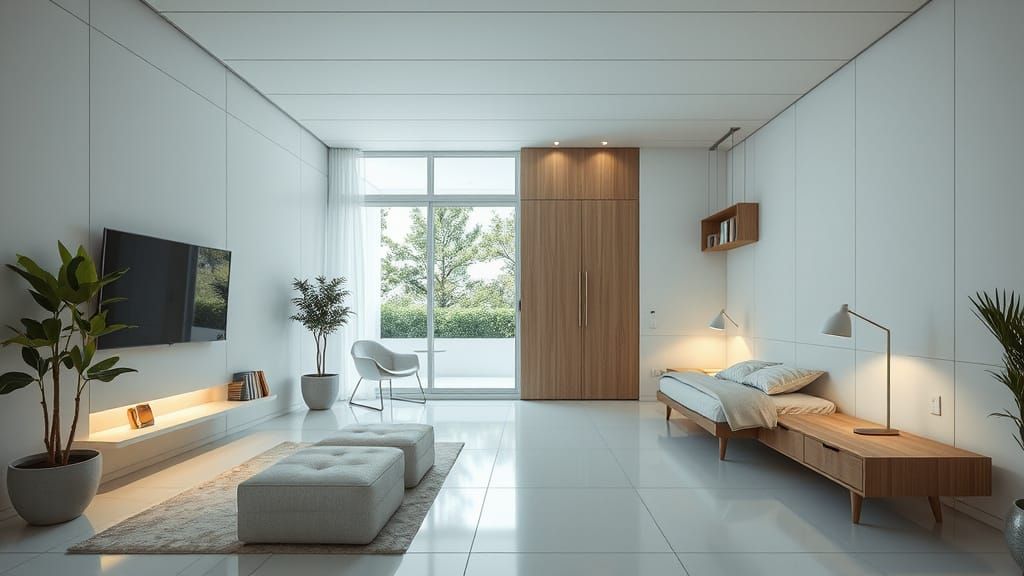 Minimalist Interior in Frutiger Technozen Style