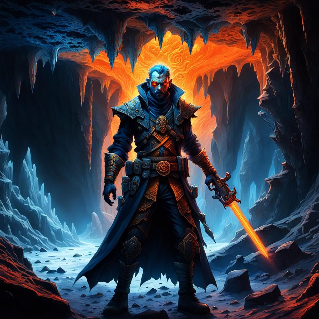 Demonic Space Pirate in Mystical Cave: Fantasy Art