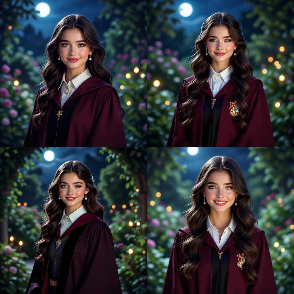Enchanting Hogwarts Student Portrait in Magical Garden