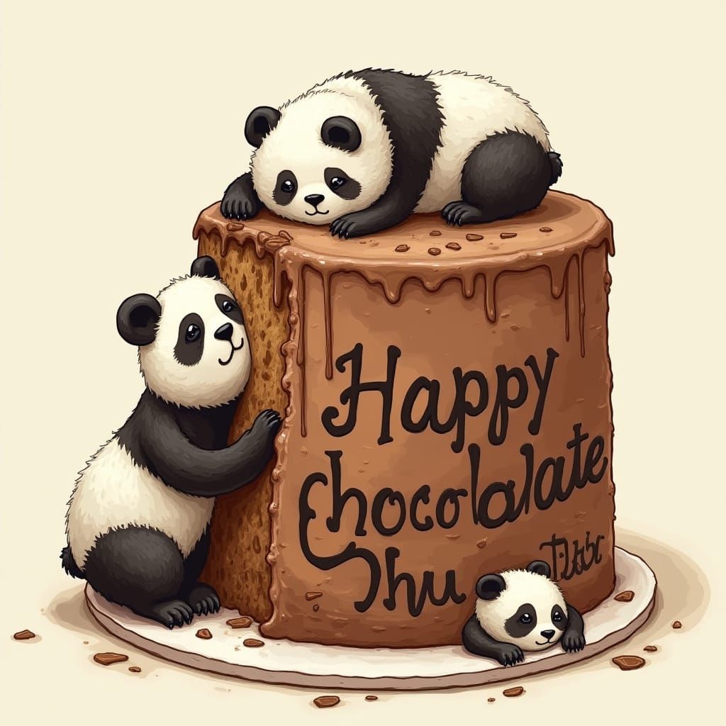 Whimsical Chocolate Panda Cake for Chocolate Day