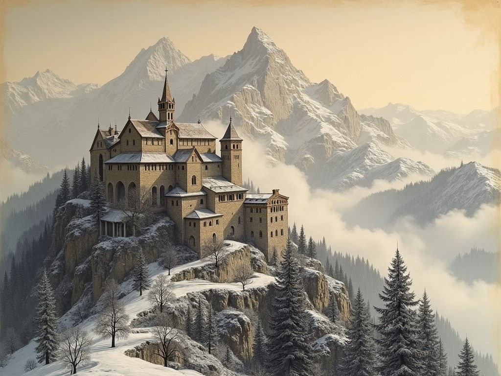 Sacra di San Michele: Renaissance Ink Drawing