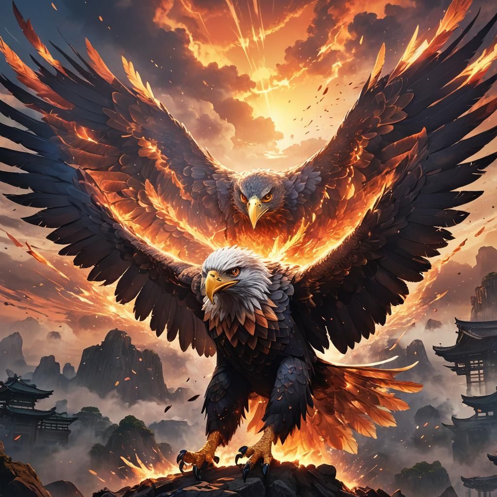 Giant Eagle in Anime Key Visual Style