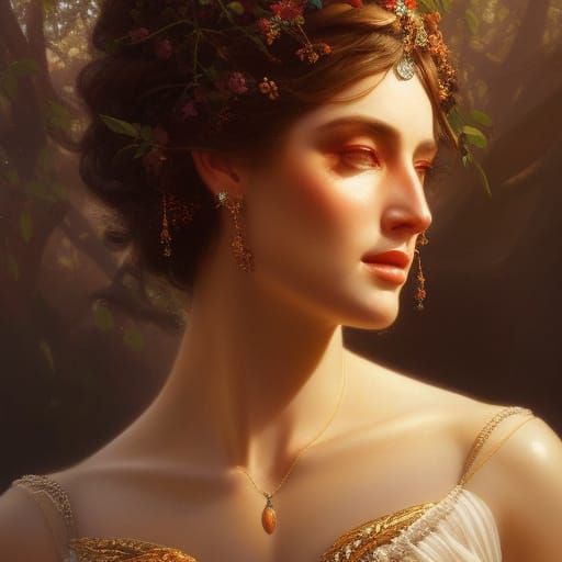 Radiant Summer Goddess Portrait in Digital Art Style