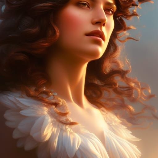 Radiant Summer Goddess Portrait in Digital Art Style