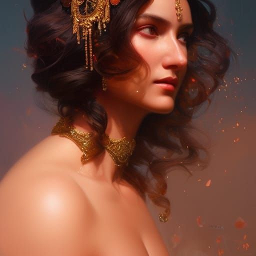 Summer Goddess Portrait in Digital Art Style