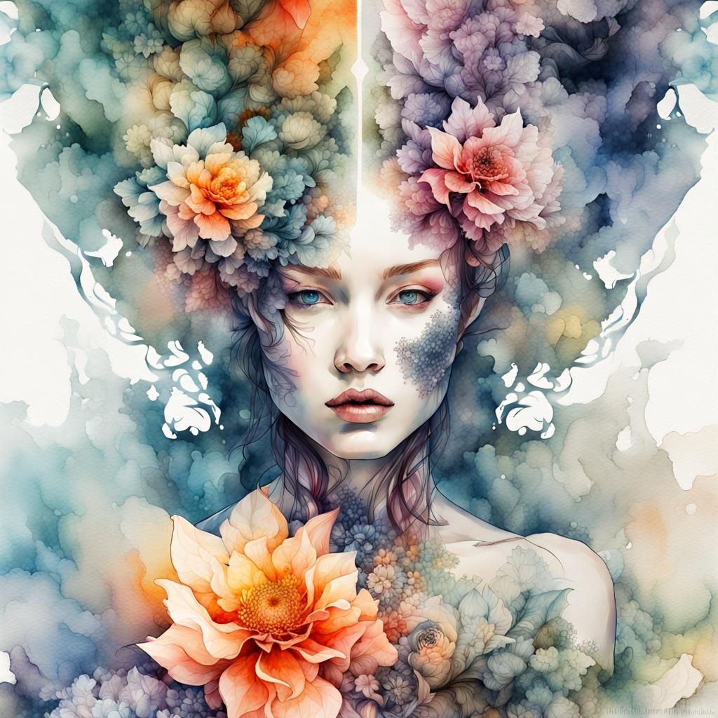 Austin Texas Double Exposure Watercolor Fairytale Illustrati...