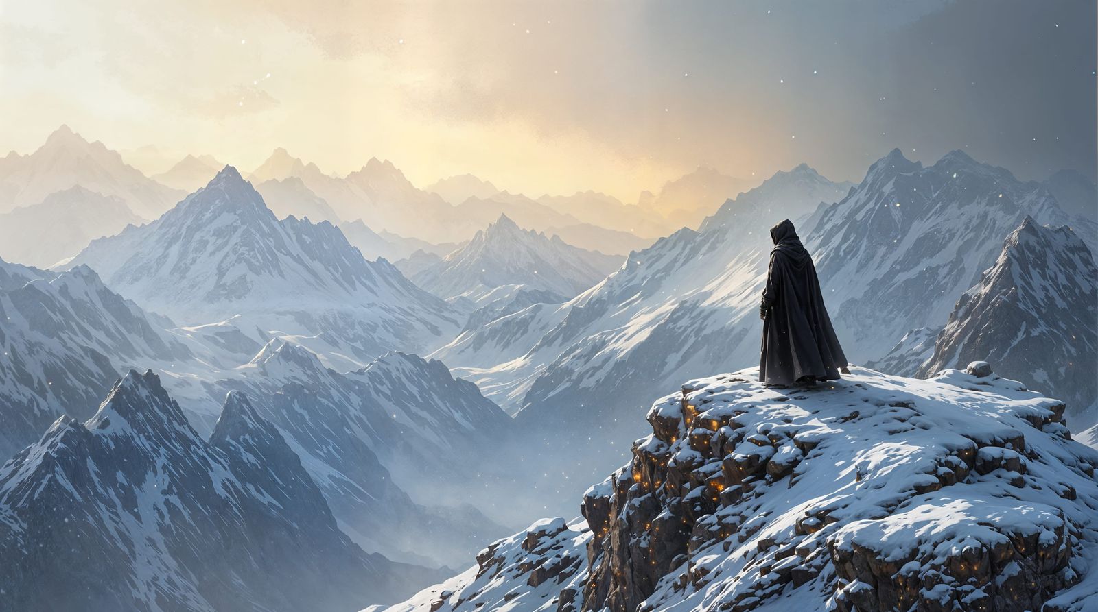 Ethereal Winter Guardian on the Snowy Peak