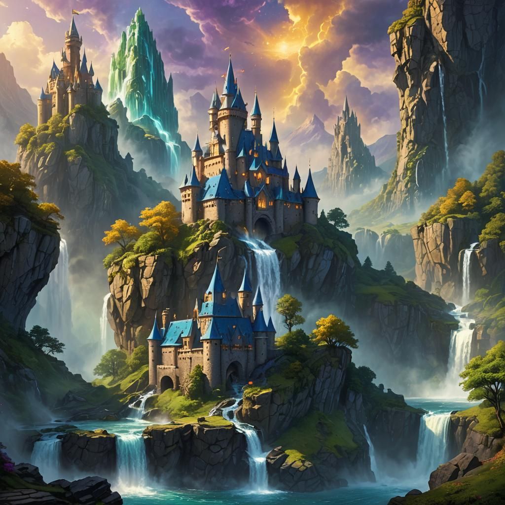 Fantasy Castle with Dragon Concept Art