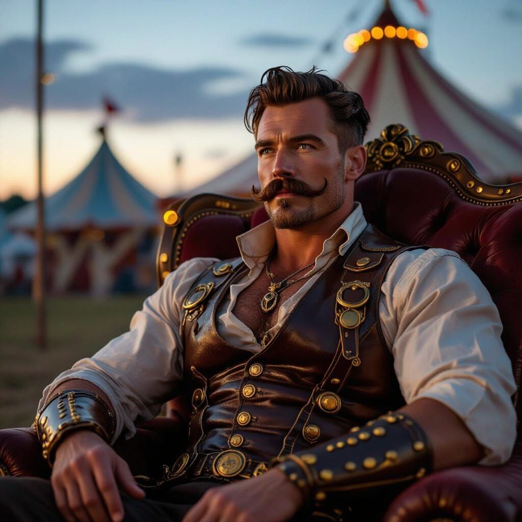 Steampunk Circus Strongman in Industrial Chic Style