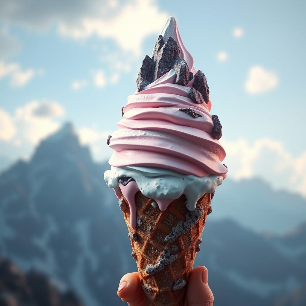 Mountain Ice Cream Cone: Fantastical Concept Art
