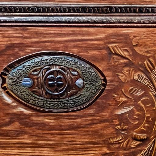 Ornate Inlaid Wood Smoking Pipe Close-Up
