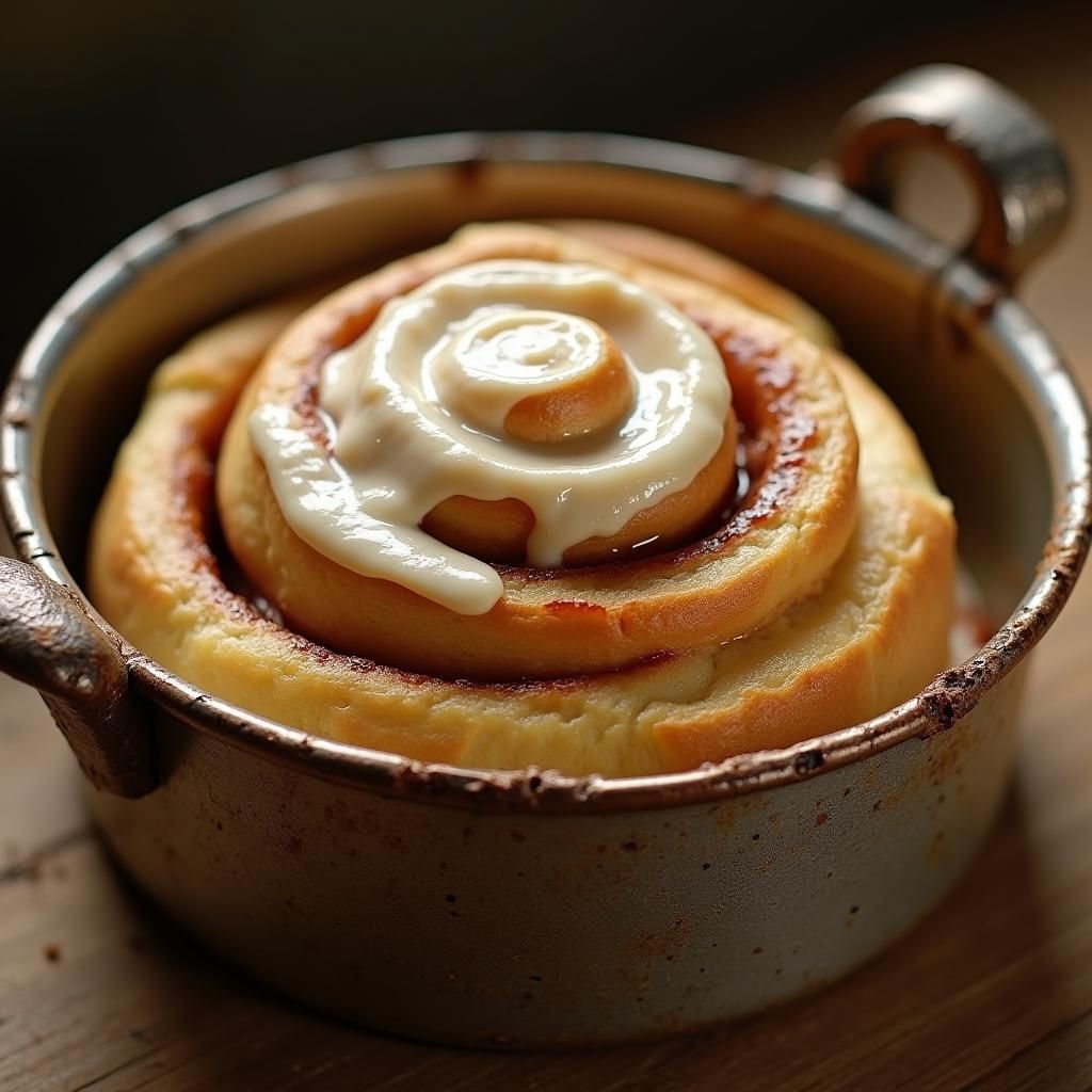 Cream Cheese Cinnamon Roll in Storybook Style