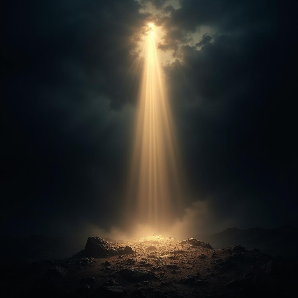 Radiant Light Enters Dark Detailed Landscape