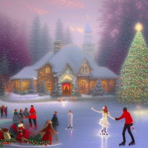 Ethereal Christmas Ice Skating Party in Fantasy Style