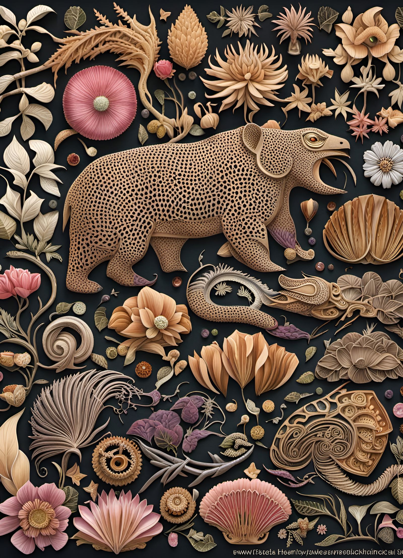 Surreal Australian Fauna with Fractal Zentangle Elements