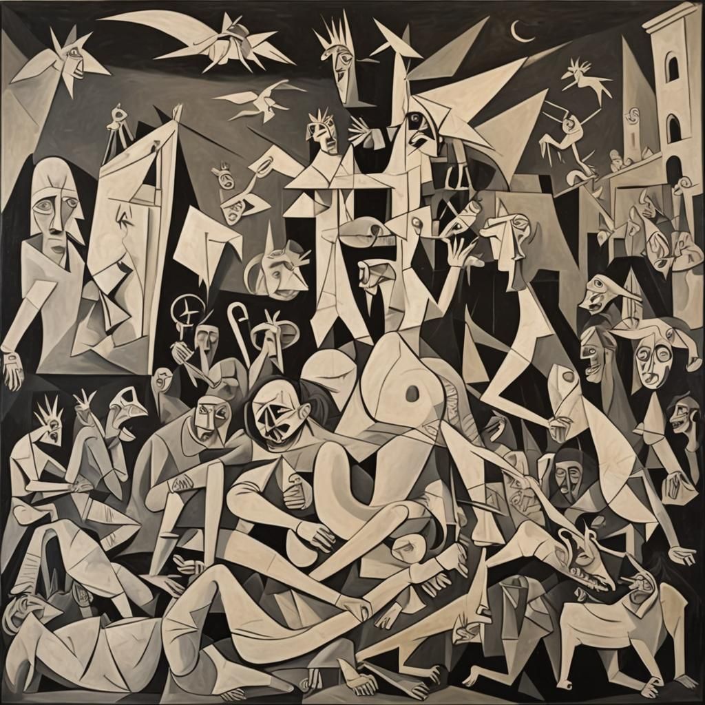 Bombing Aftermath in Cubist Style