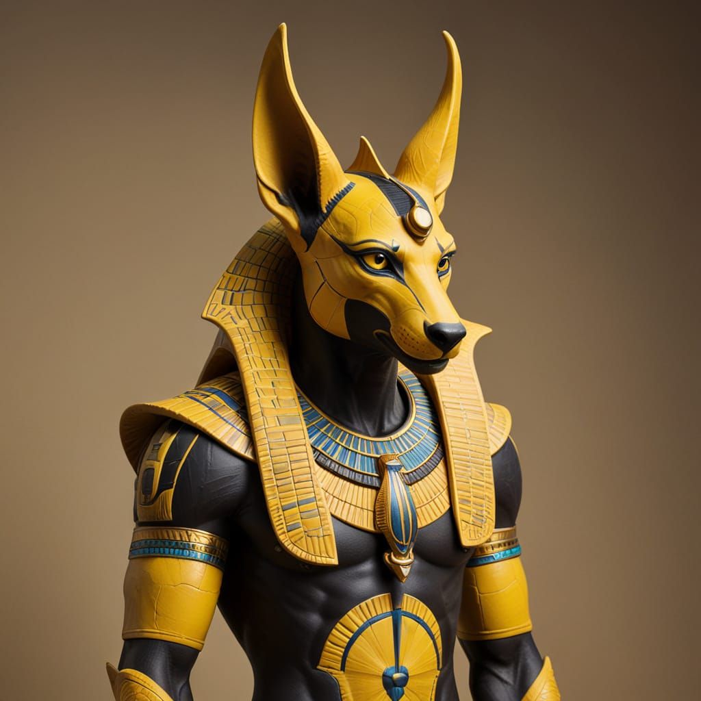 Egyptian God of the Afterlife in Vibrant Yellow Hues