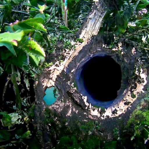 Mysterious Dark Hole in Tropical Forest