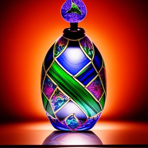 Stained Glass Rose Perfume Bottle Product Photography