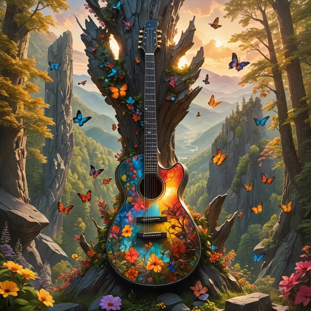 Glass Guitar Towering in Smoky Mountains