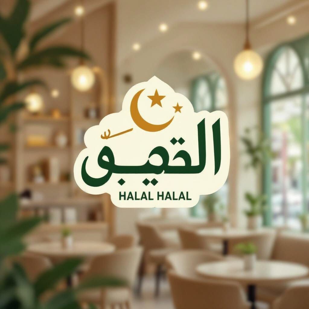Modern Halal Minibazar Logo with Arabic Typography