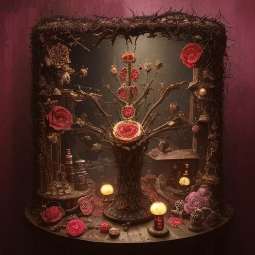 Biopunk Cabinet of Curiosities in Baroque Folk Art