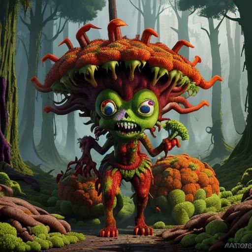 Zombie Broccoli Horde in Claymation Style
