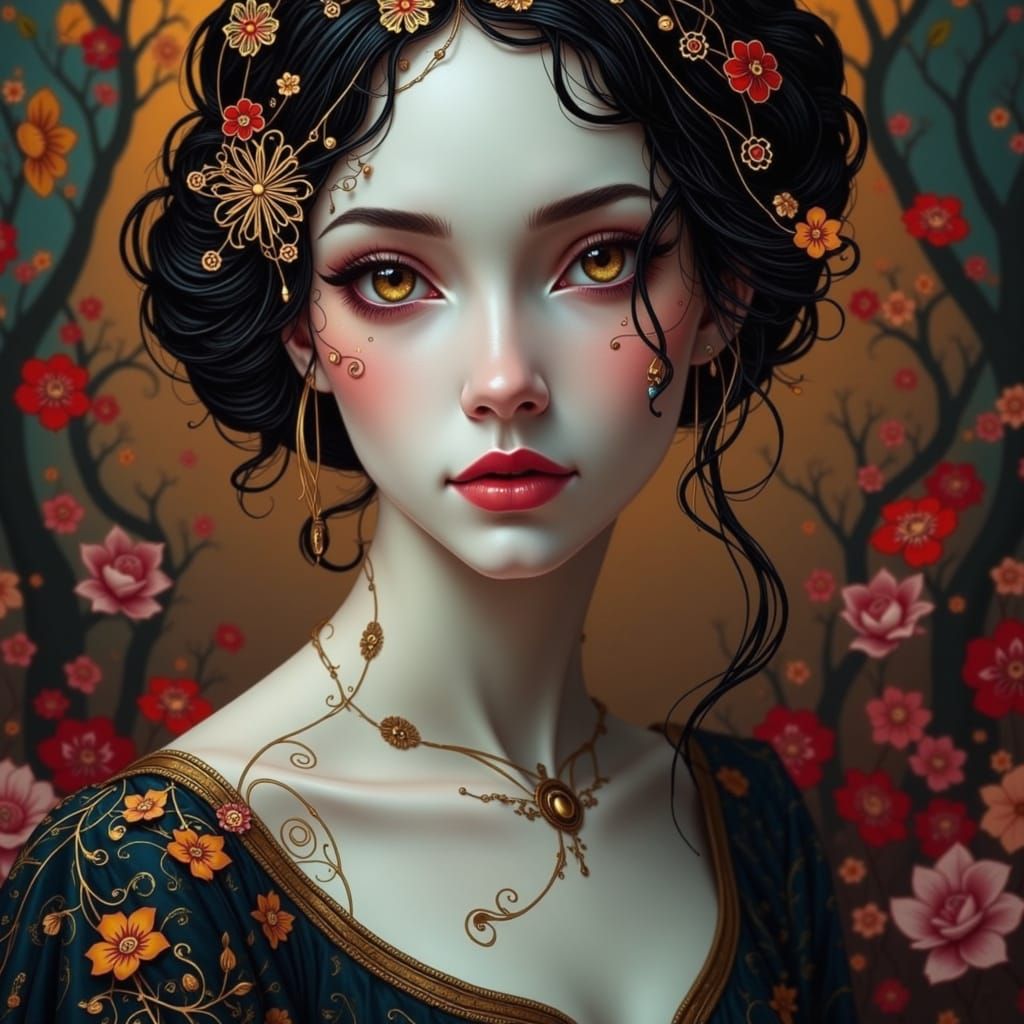 Surreal Portrait of a Woman, Radiating Love and Hope, in a V...