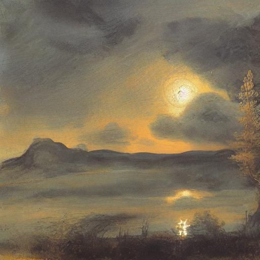 Rembrandt-Style Landscape: Gouache Painting