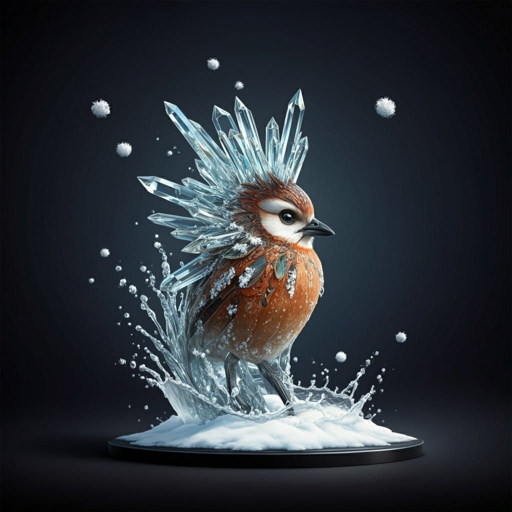 Crystal Fairy Figurine with Mushrooms and Snowflakes