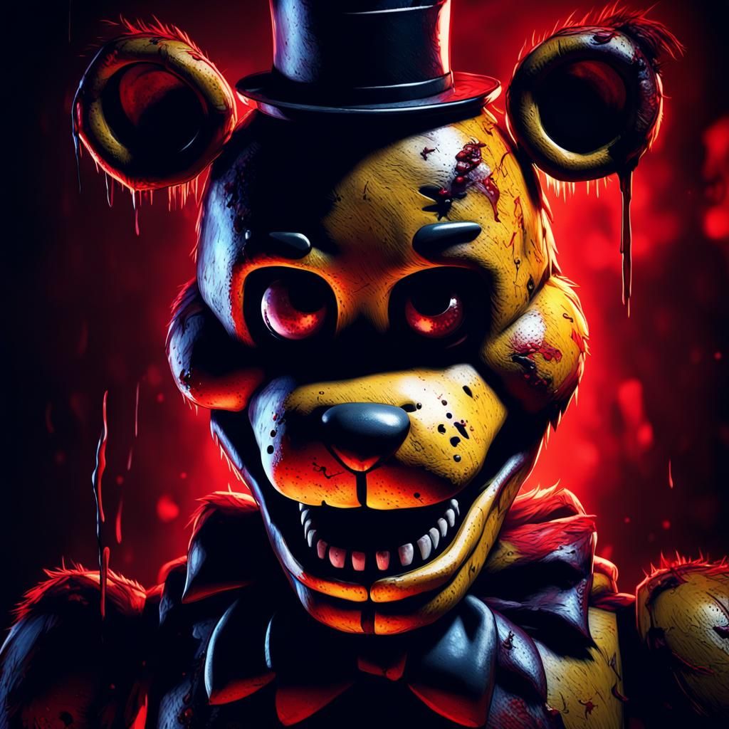 Scary Animatronic in FNAF Style with Blood