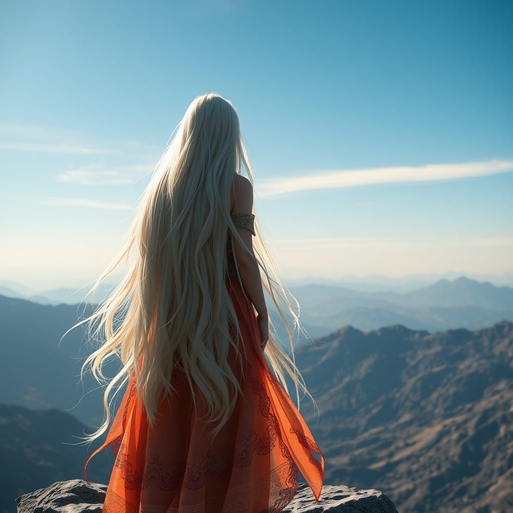 Contemplative Couple at Mountain Horizon, Splash Art