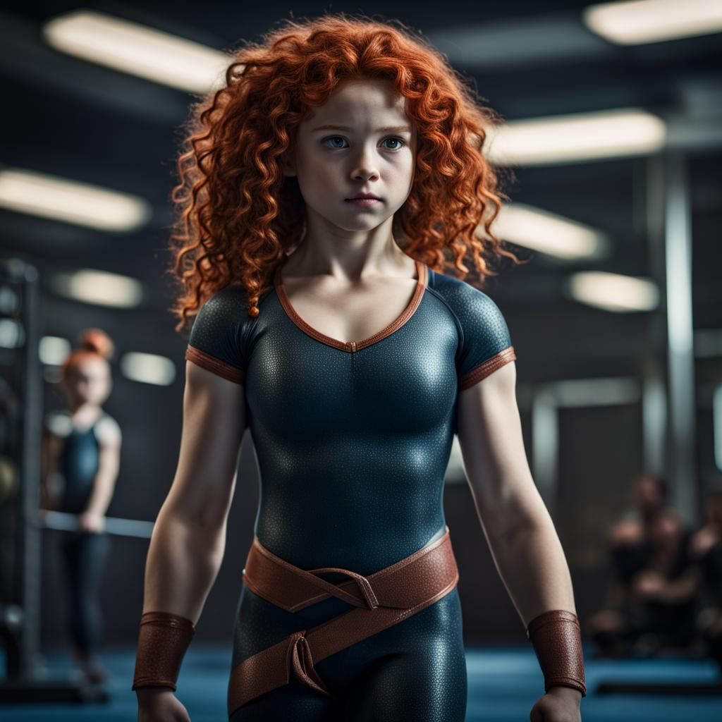 Hyperrealistic Merida in Gymnastics Clothes at Gym