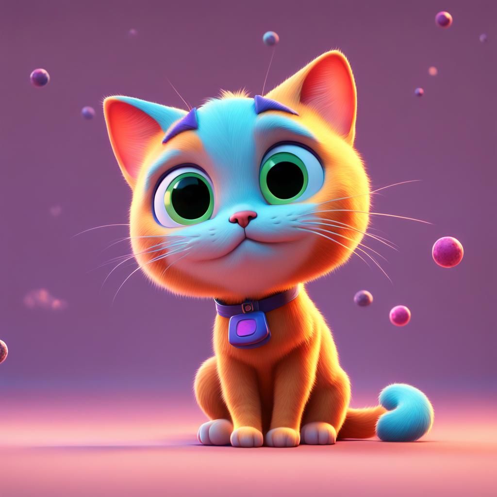 Kitty Loafing: 3D Digital Art in Pixar Style