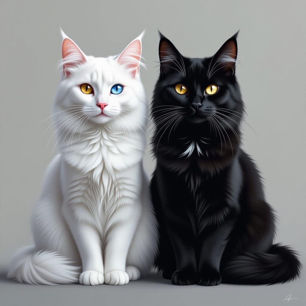 Yin and Yang: Black and White Cats in Harmony