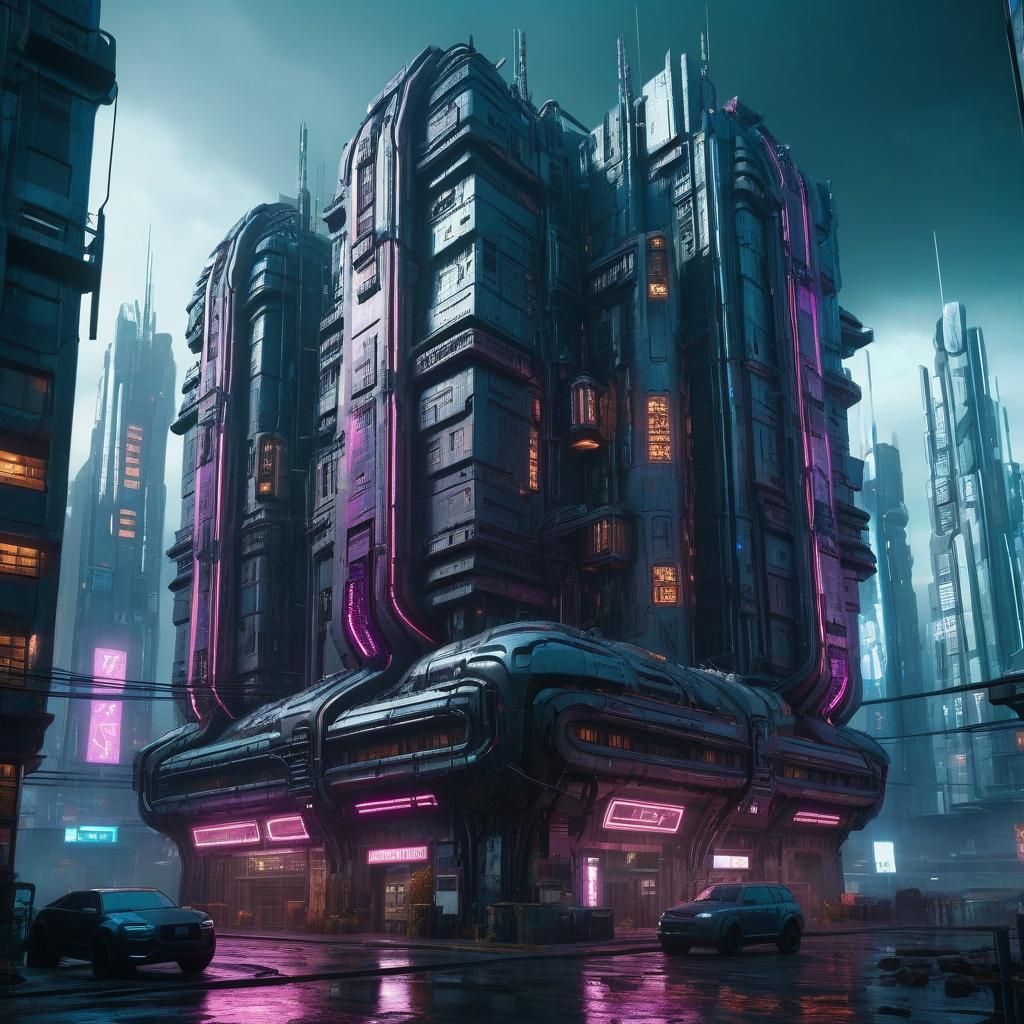 Futuristic Cyberpunk Cityscape in Detailed Matte Painting