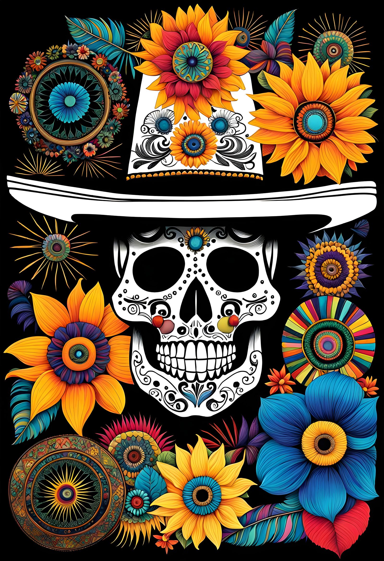 Day of the Dead Skull in Bohemian Pop Art