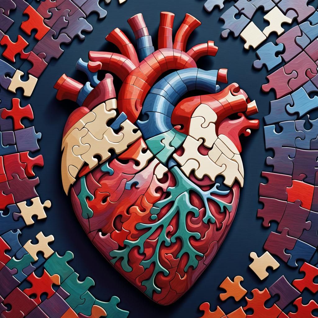 Puzzle Piece Heart: Fairytale Anatomical Illustration