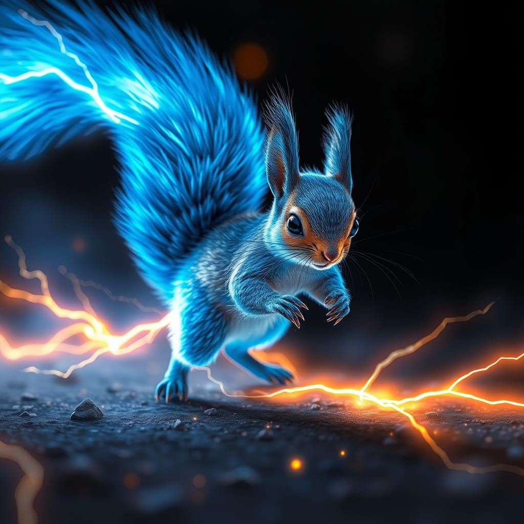 Electric Squirrel Speedster With Cosmic Aura