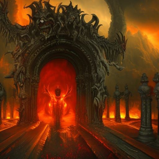 Terrifying Gargoyles Guard Portal to Hell