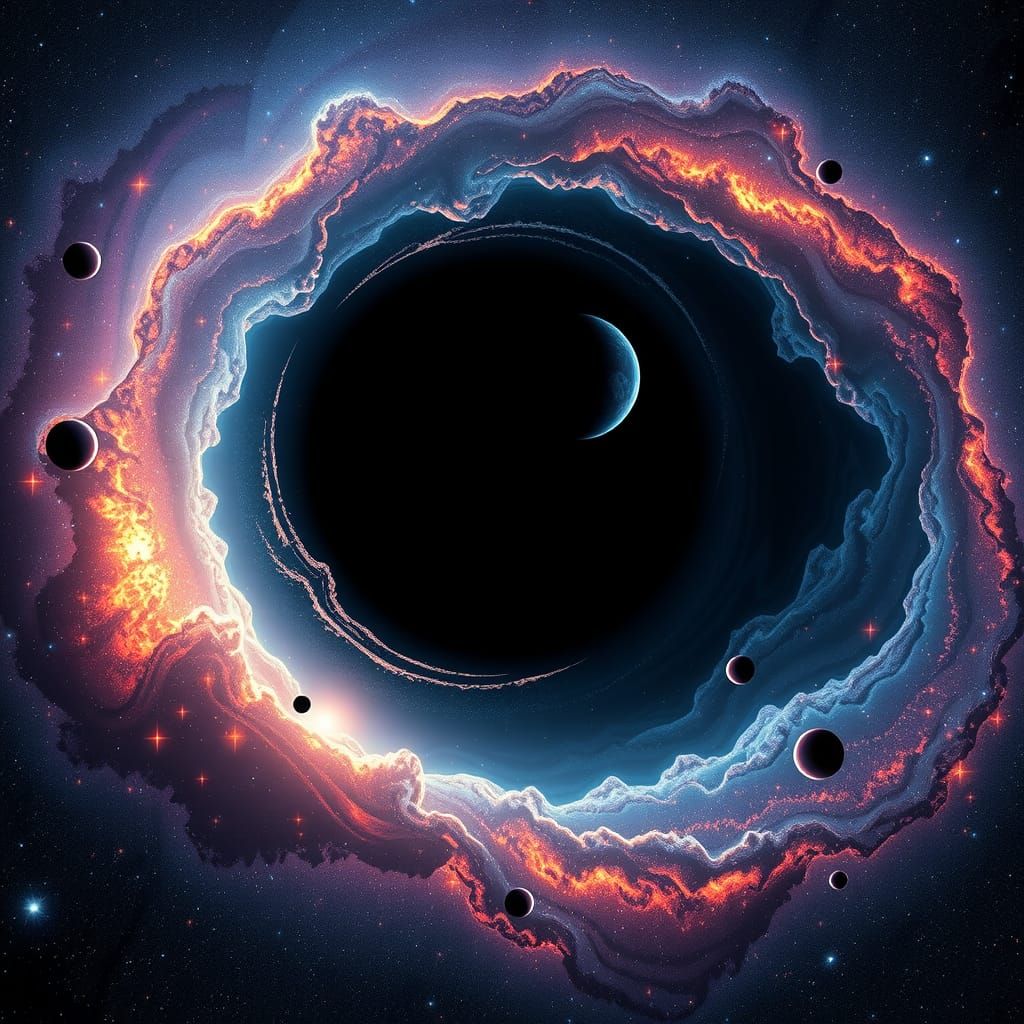 Hypnotic Black Hole Consumes Galaxy in Sci-Fi Style