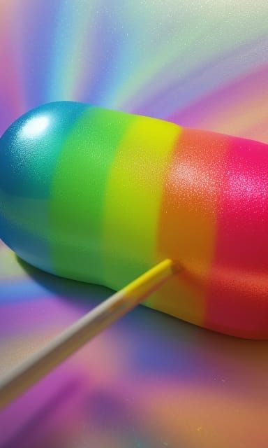Rainbow Lollipop in Detailed Photorealistic Style