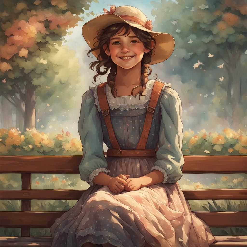 Prairie Girl Portrait in Art Nouveau Style