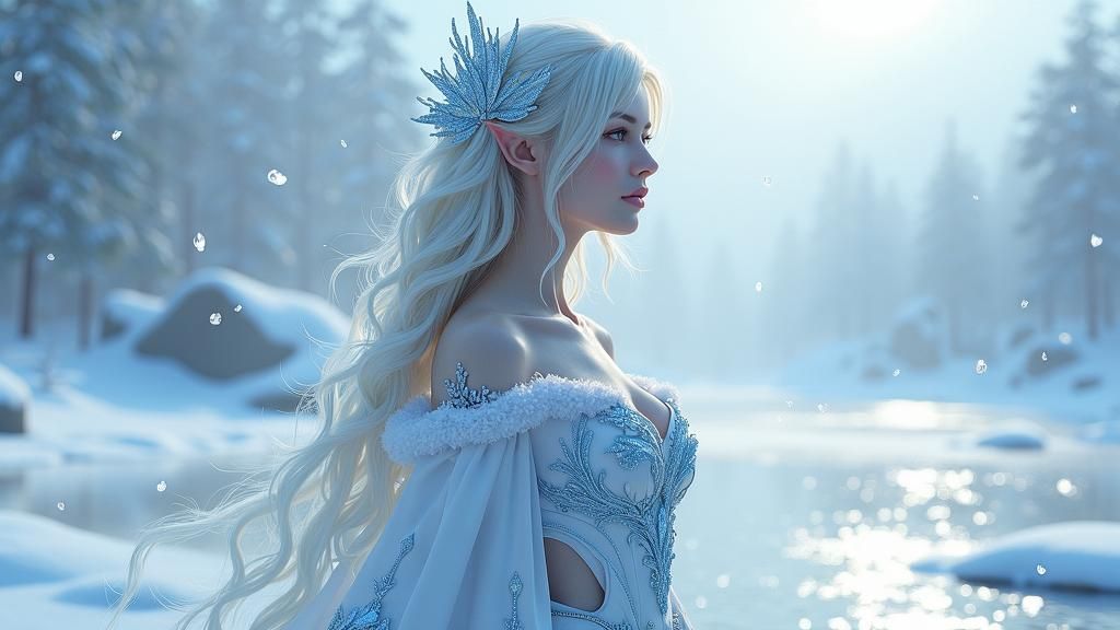 Icy Devil Woman in Anime Style Fantasy Art