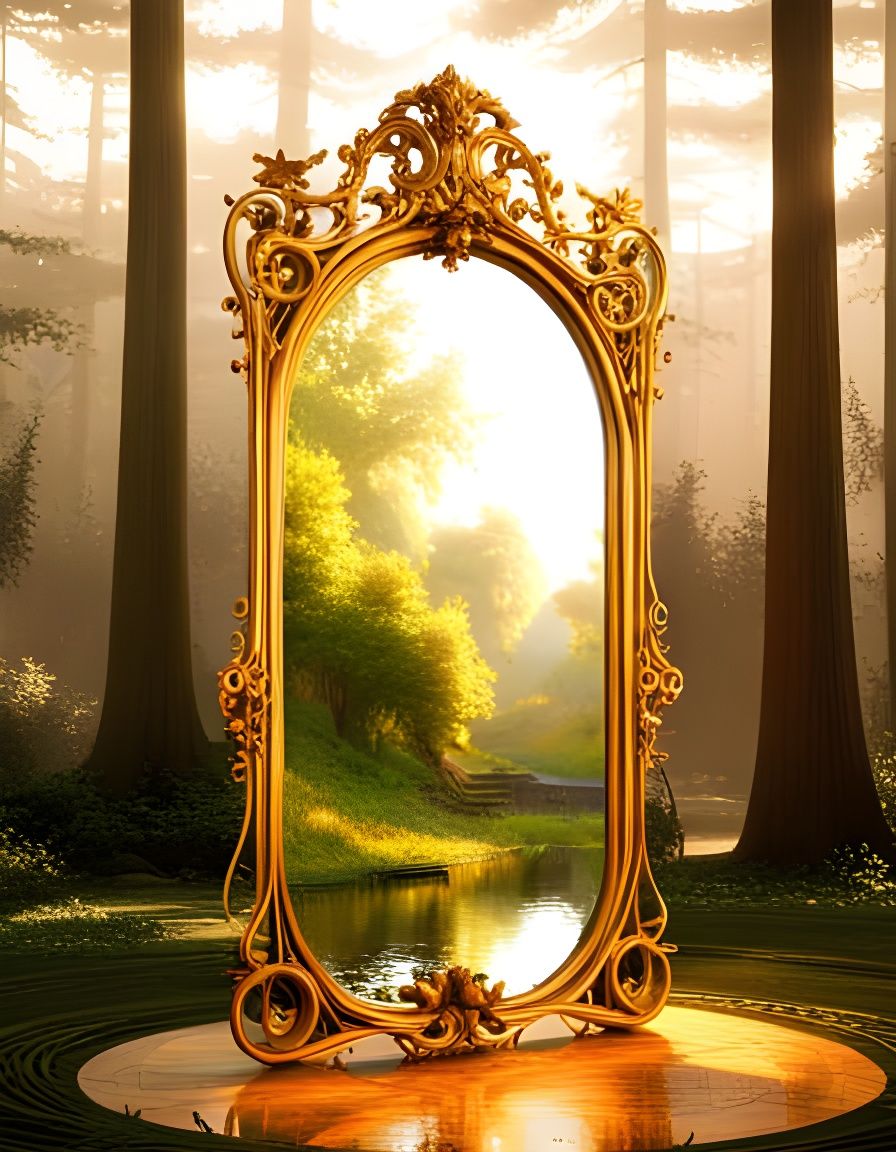 Art Nouveau Mirror Reflects Alternate Landscape