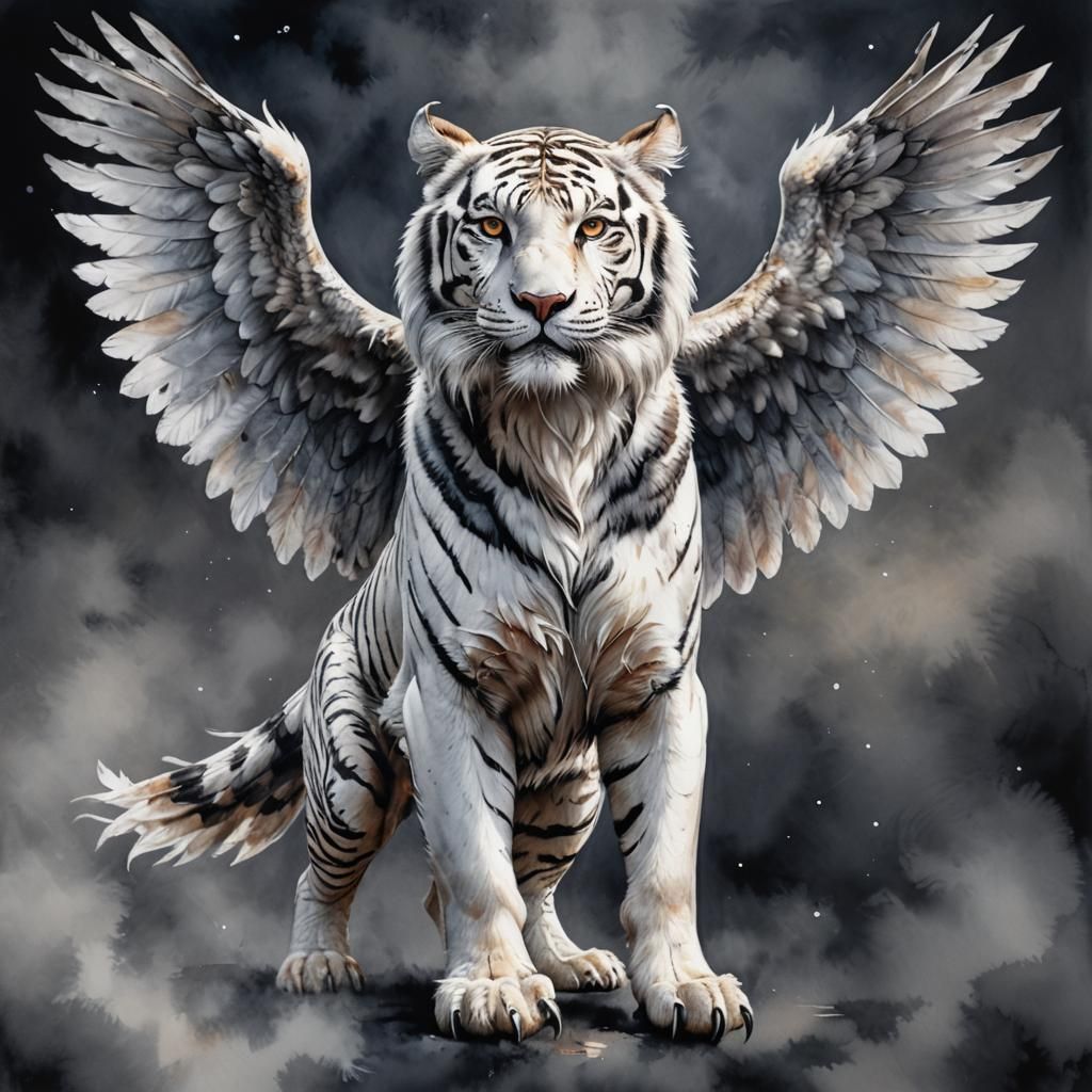 White Eagle Tiger in Hyperrealism Style
