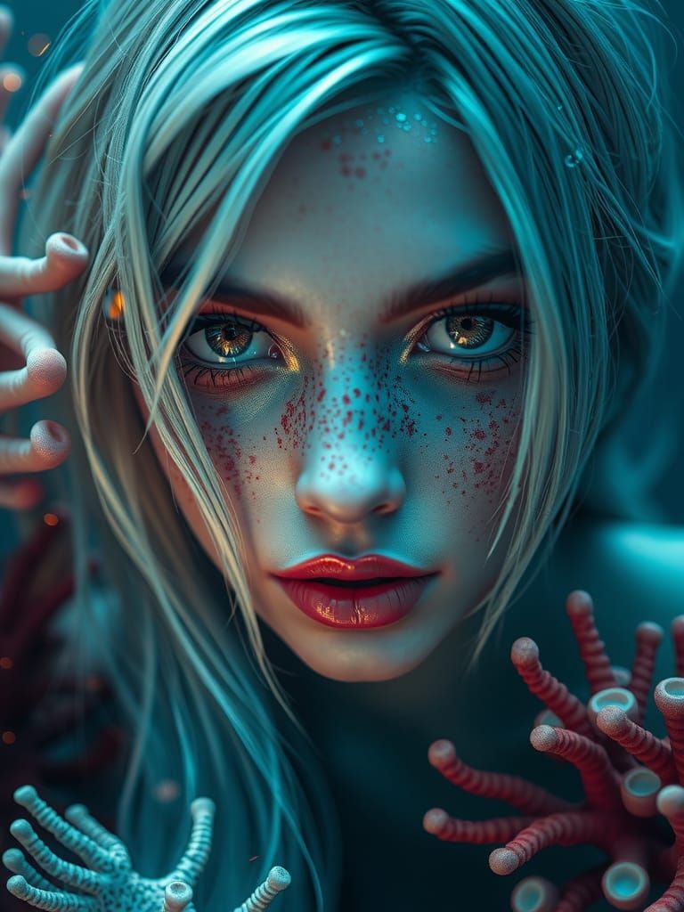 Enchanted Mermaid Figurine in Coral Reef